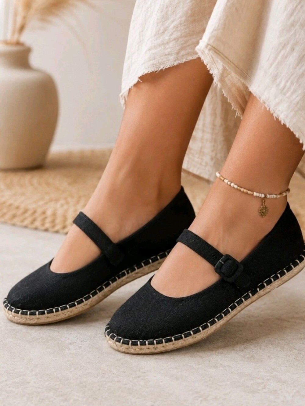 Haute Hippie Cecily Espadrille Mary Jane 7.5 Black NEW